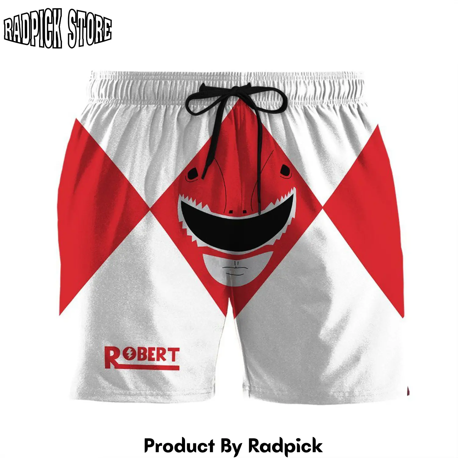 Radpick 3d mighty morphin power rangers red ranger custom name beach shorts swim trunk rp631338
